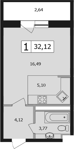 Продается 1-комн. квартира, 32.1 м²