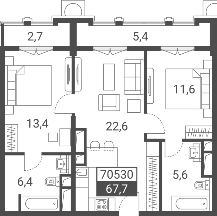 Продается 3-комн. квартира, 59.6 м²