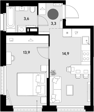 Продается 1-комн. квартира, 35.7 м²