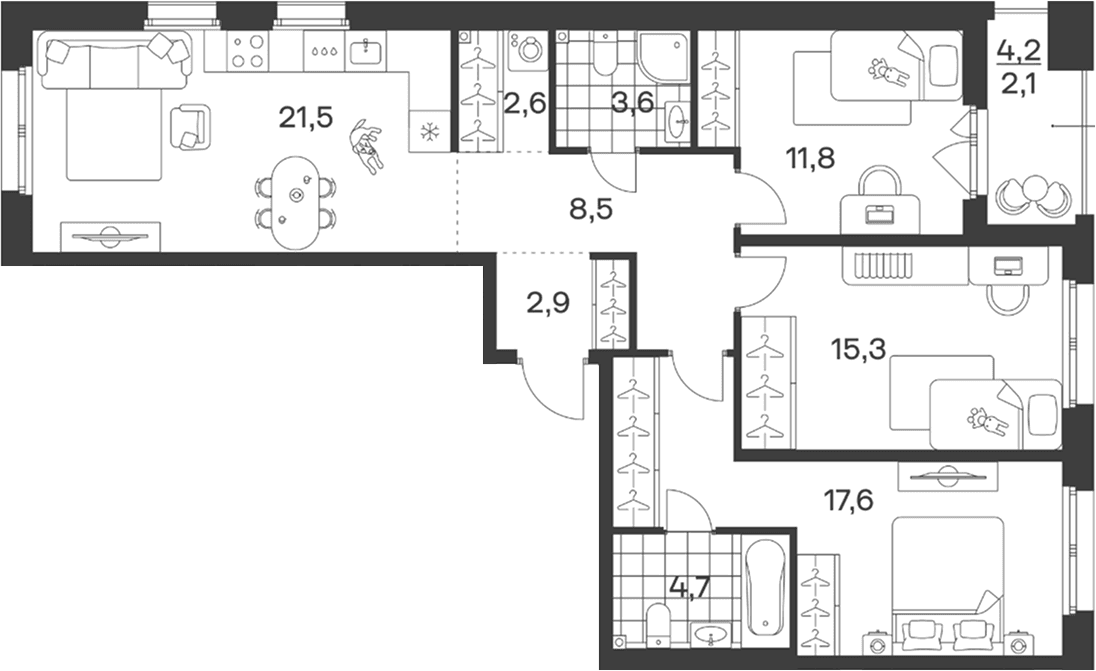 Продается 4-комн. квартира, 88.5 м²