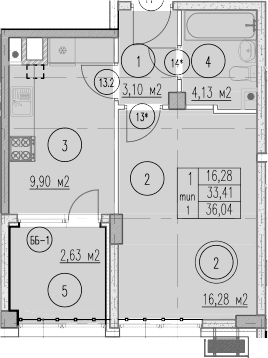 Продается 1-комн. квартира, 33.41 м²