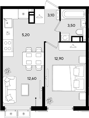 Продается 2-комн. квартира, 37.3 м²