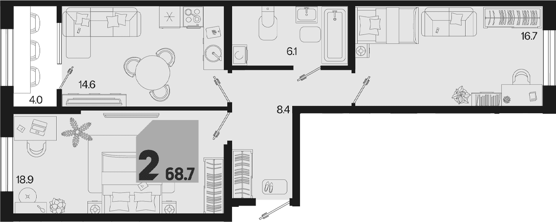 Продается 2-комн. квартира, 64.7 м²