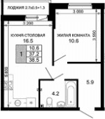 Продается 1-комн. квартира, 37.2 м²
