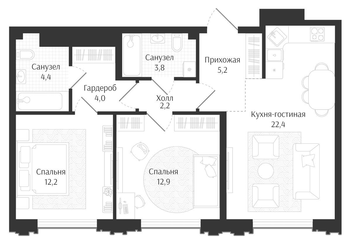 Продается 3-комн. квартира, 67.1 м²