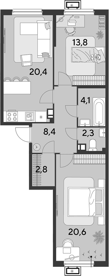 Продается 3-комн. квартира, 72.4 м²