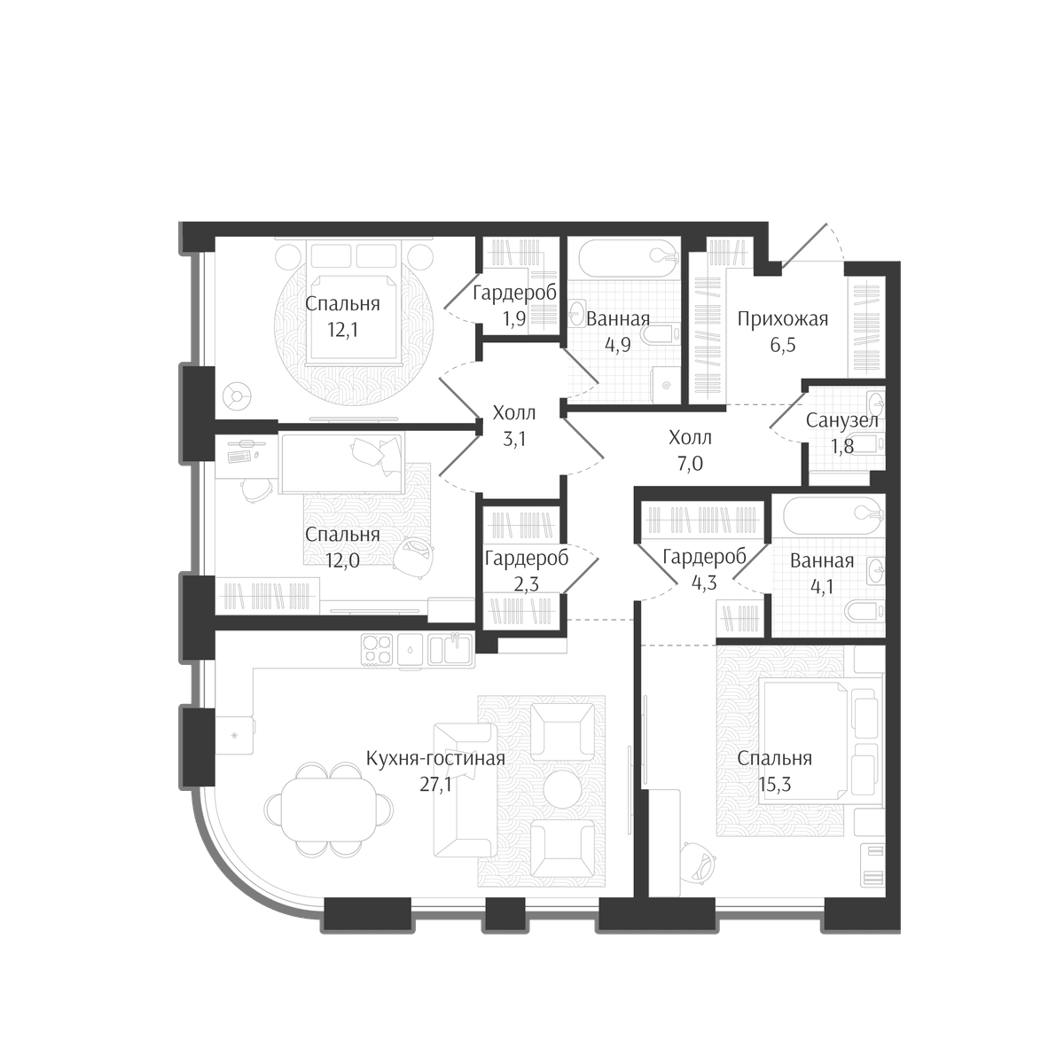 Продается 4-комн. квартира, 102.4 м²
