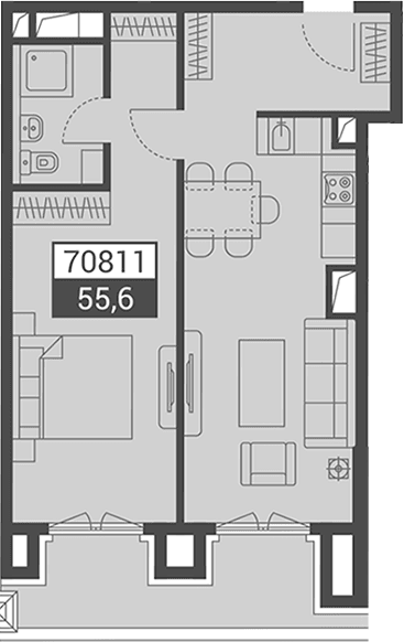 Продается 1-комн. квартира, 55.6 м²