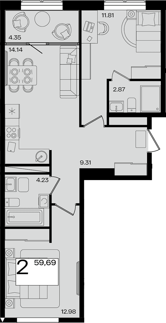 Продается 3-комн. квартира, 55.12 м²
