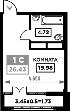 Продается 1-комн. квартира, 22.97 м²