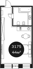 Продается 1-комн. квартира, 43.59 м²