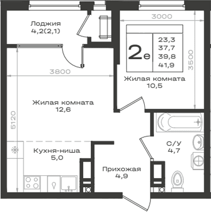 Продается 2-комн. квартира, 37.7 м²