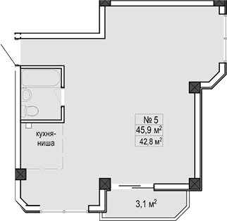 Продается 1-комн. квартира, 45.9 м²