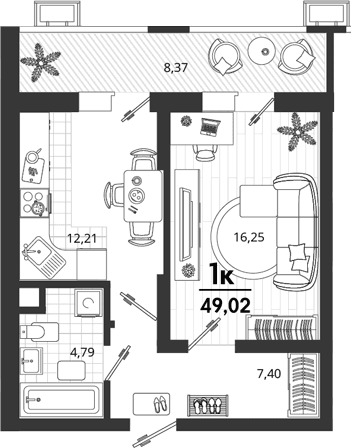 Продается 1-комн. квартира, 40.65 м²