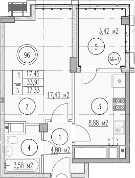 Продается 1-комн. квартира, 33.91 м²