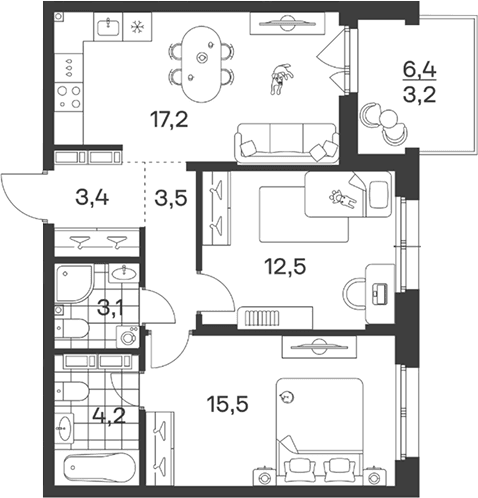 Продается 3-комн. квартира, 59.4 м²