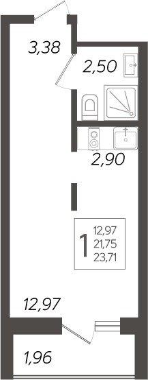 Продается 1-комн. квартира, 21.75 м²