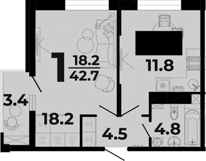 Продается 1-комн. квартира, 39.3 м²