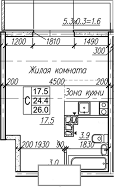Продается 1-комн. квартира, 24.4 м²