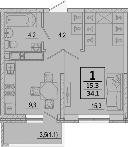 Продается 1-комн. квартира, 33 м²