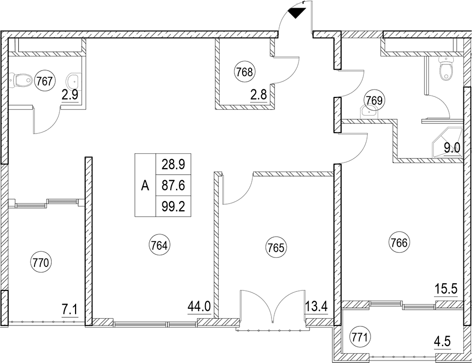 Продается 2-комн. квартира, 94.7 м²
