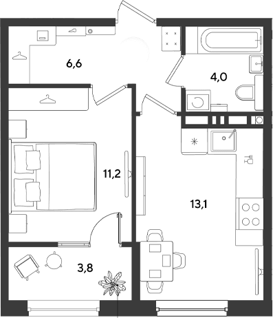 Продается 1-комн. квартира, 34.9 м²