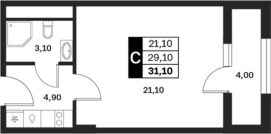 Продается 1-комн. квартира, 29.1 м²