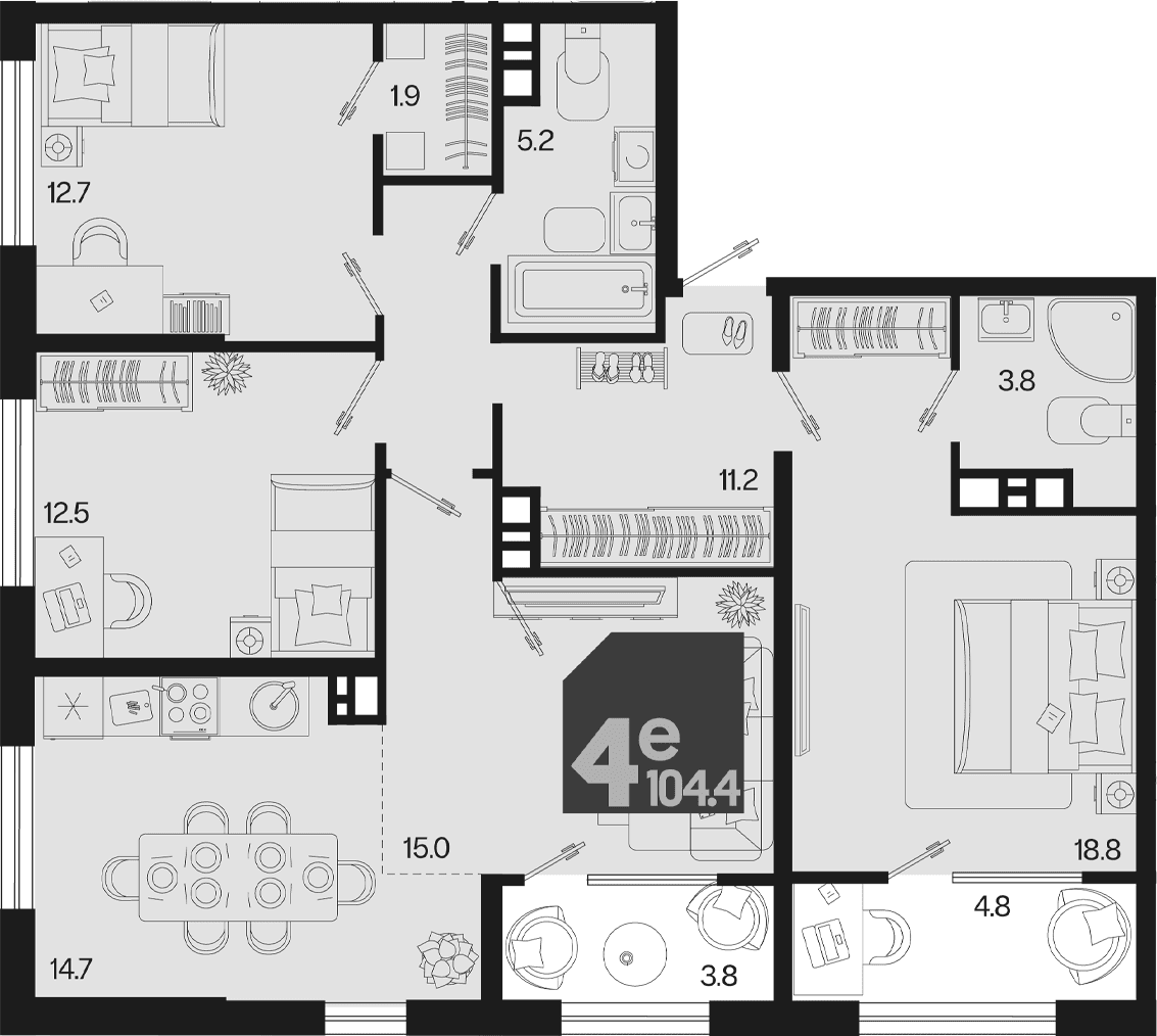 Продается 4-комн. квартира, 96 м²