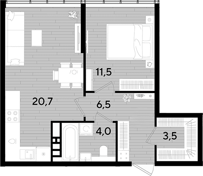 Продается 1-комн. квартира, 44.8 м²