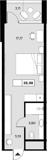 Продается 1-комн. квартира, 25.87 м²