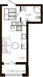 Продается 1-комн. квартира, 22.32 м²