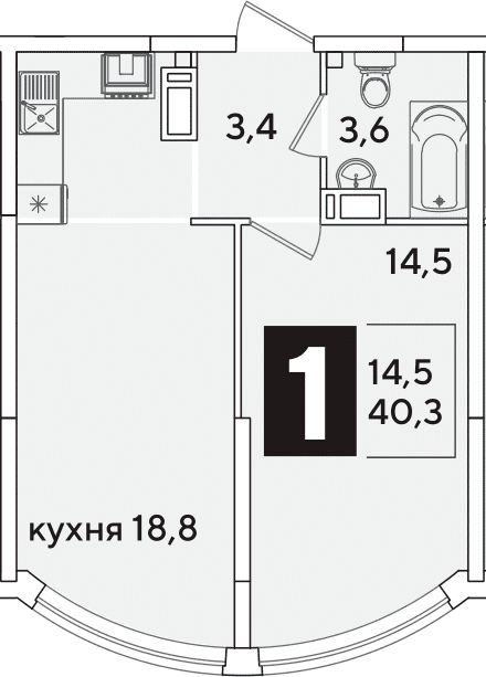 Продается 2-комн. квартира, 40.3 м²
