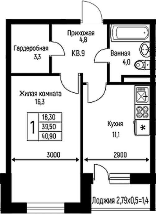 Продается 1-комн. квартира, 39.5 м²