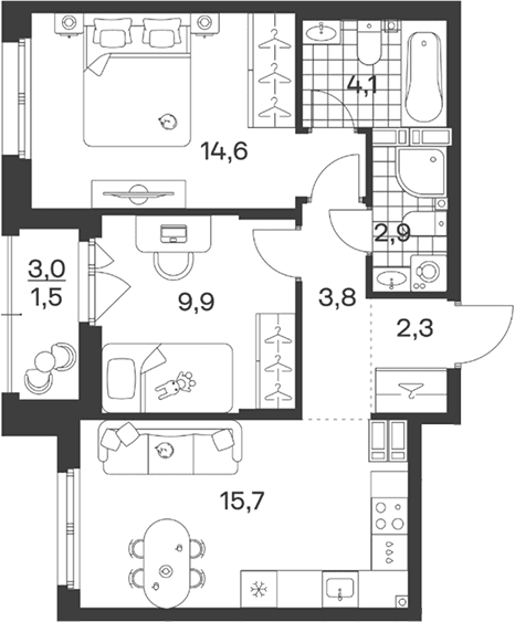 Продается 3-комн. квартира, 53.3 м²