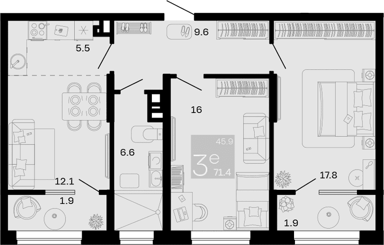 Продается 3-комн. квартира, 67.6 м²