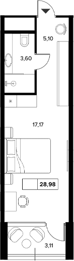 Продается 1-комн. квартира, 25.87 м²