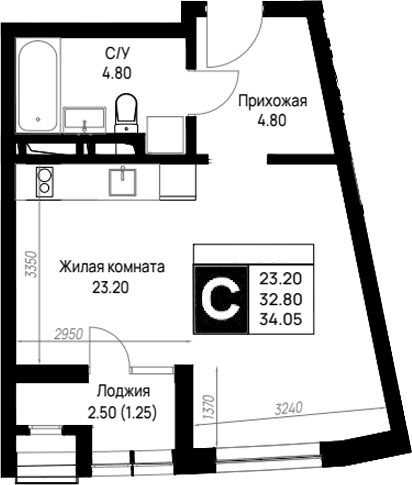 Продается 1-комн. квартира, 32.8 м²