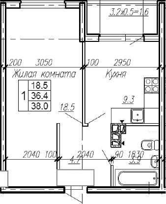 Продается 1-комн. квартира, 36.4 м²