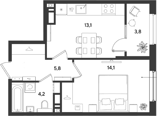Продается 1-комн. квартира, 36.7 м²