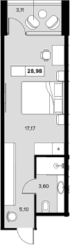 Продается 1-комн. квартира, 25.87 м²