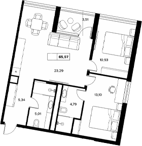 Продается 2-комн. квартира, 62.46 м²