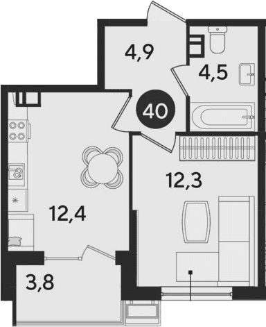 Продается 1-комн. квартира, 34.1 м²