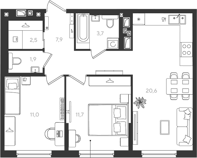 Продается 2-комн. квартира, 59.3 м²