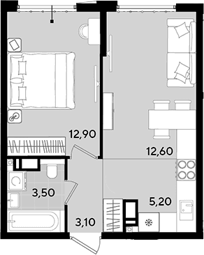 Продается 2-комн. квартира, 37.3 м²