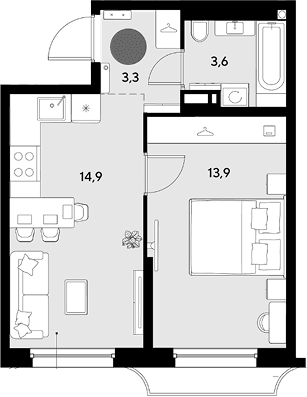 Продается 1-комн. квартира, 35.7 м²