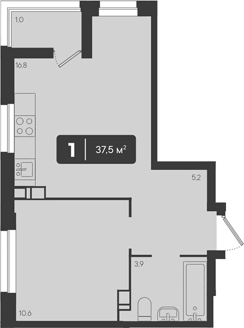 Продается 1-комн. квартира, 36.5 м²