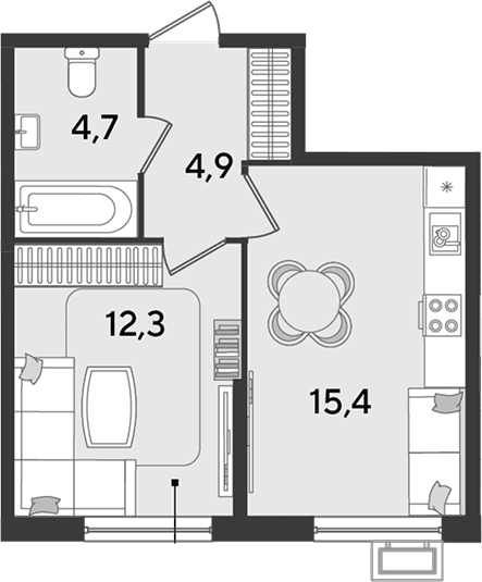 Продается 1-комн. квартира, 37.3 м²