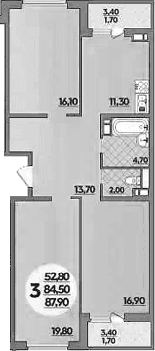 Продается 3-комн. квартира, 84.2 м²