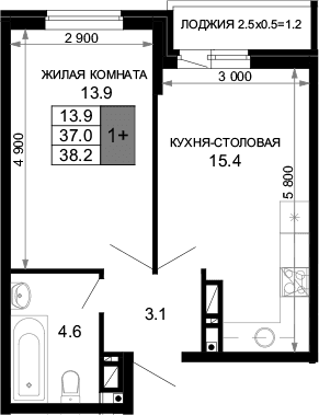 Продается 2-комн. квартира, 37 м²