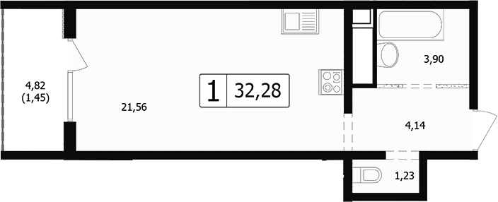 Продается 1-комн. квартира, 29.55 м²